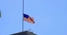 Flag at half mast.
