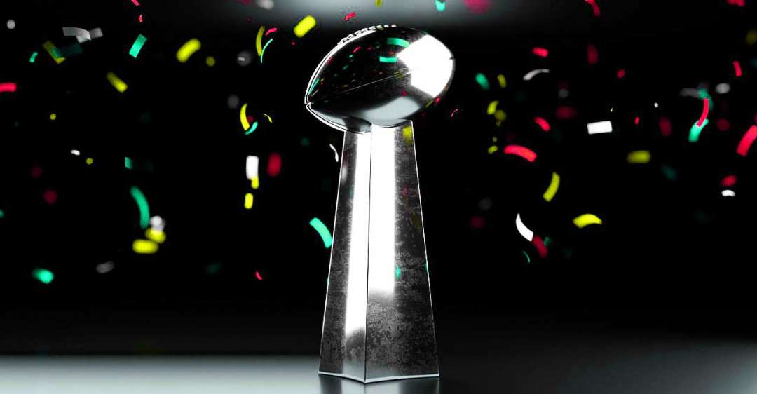 NFL trophy with confetti.