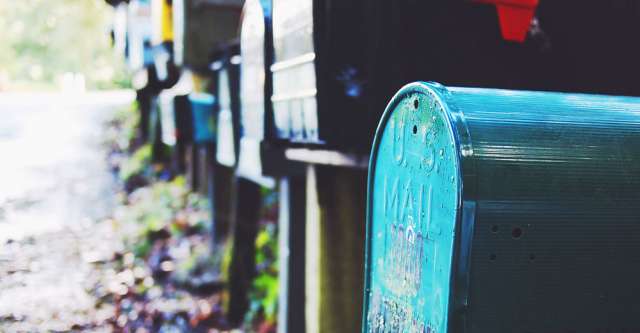 Line of mailboxes.