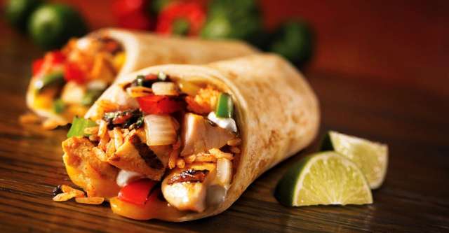 Chicken stuffed burrito.