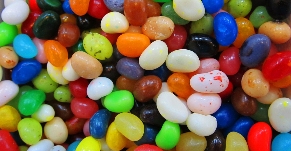 Bowl full of jelly beans.
