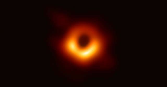 The first image of a black hole, from the galaxy Messier 87. (Photo by: Event Horizon Telescope Collaboration, via National Science Foundation)