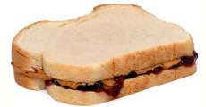 Peanut butter and jelly on bread.