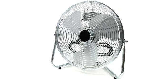 A metal fan on floor.