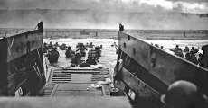 A landing craft dropping off troops.