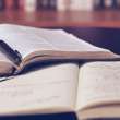 Open book an work book.