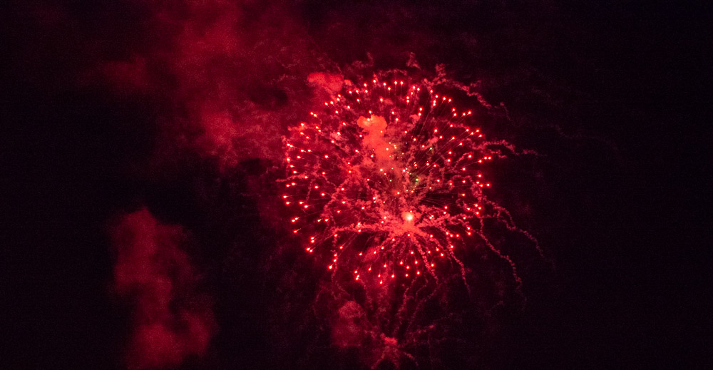 bold red booming fireworks