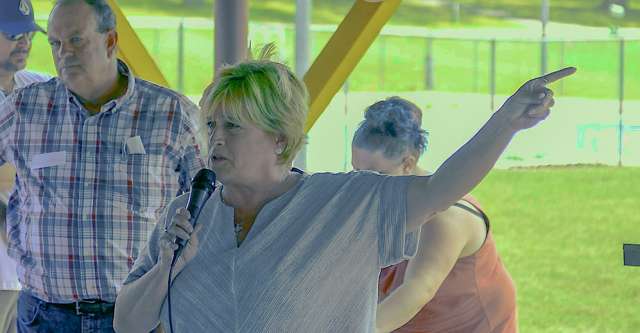 Karla Eslinger talking at the Republican Meet & Greet.