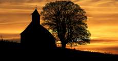 country church at sunset-