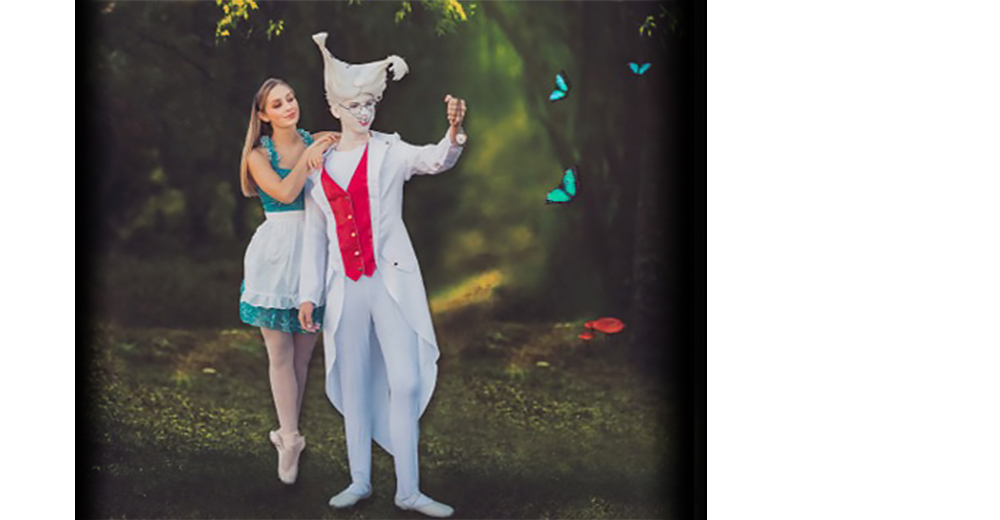 Alice and the White Rabbit in the Alice In Wonderland Ballet.