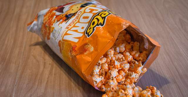 Bag of popcorn cheetos.