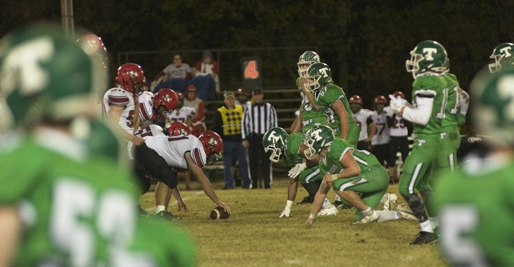 THAYER, MO - AUGUST 28: The Thayer Bobcats and Crystal City Hornets get ready to play at the line of scrimmage during the high school football game between the Thayer Bobcats and Crystal City Hornets on October 30, 2020, at the Thayer High School football field in Thayer, MO. (Photo by Curtis Thomas/AltonMo.com)