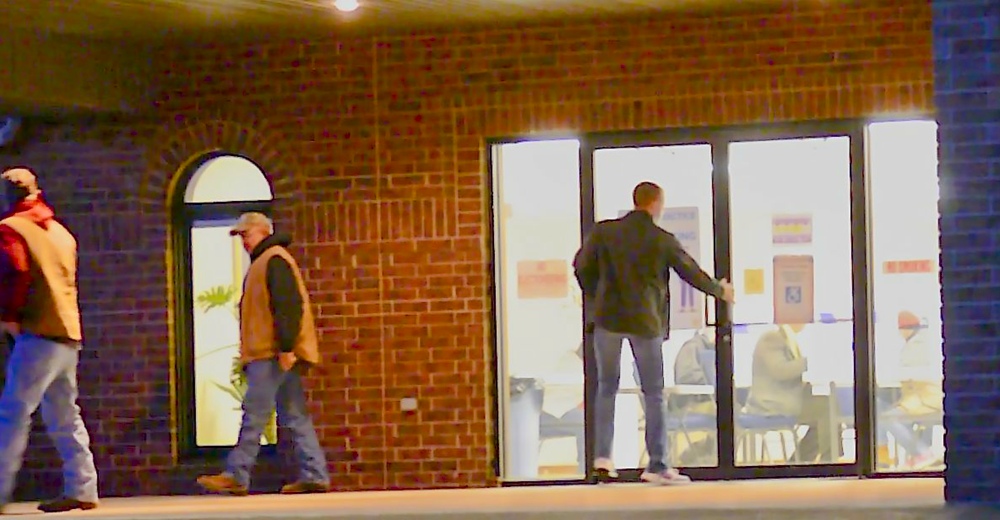 People at the Alton First Baptist Church Voting