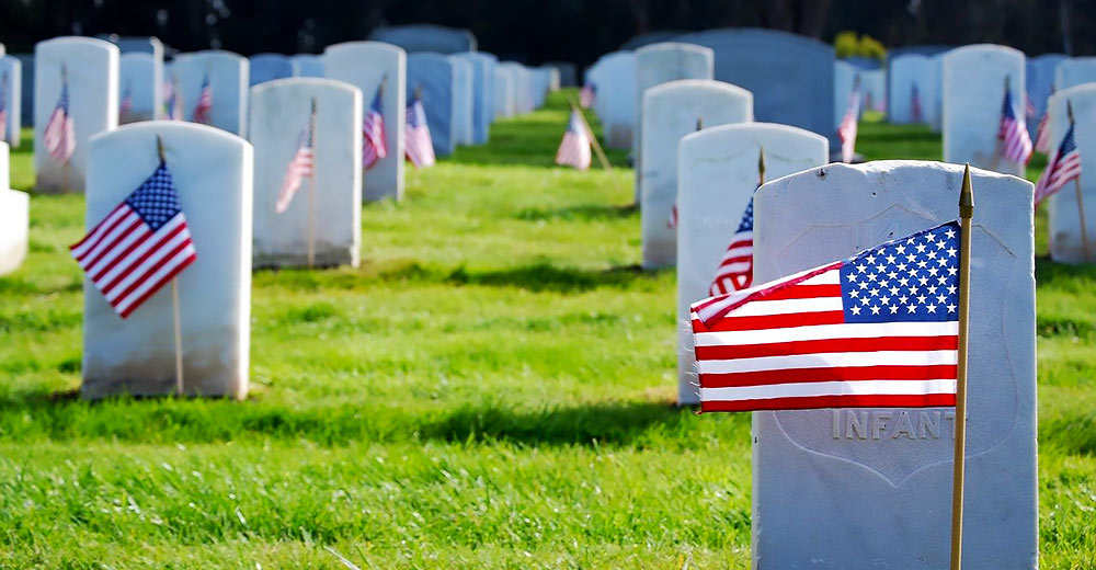 flags at cemetary