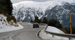 snowy mountain road