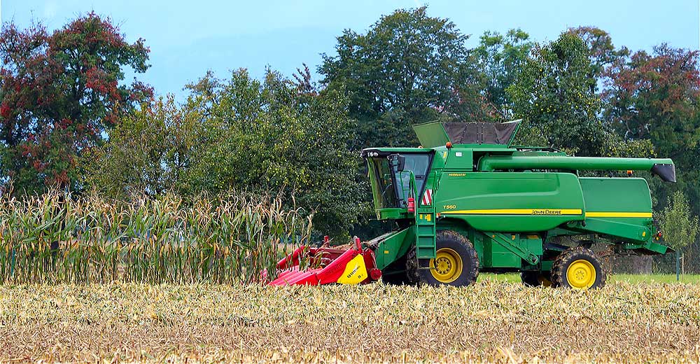 A John Deere Combine in a field