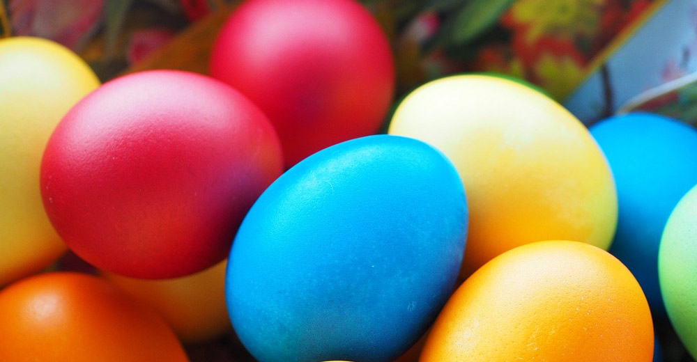 Stack of Easter eggs.