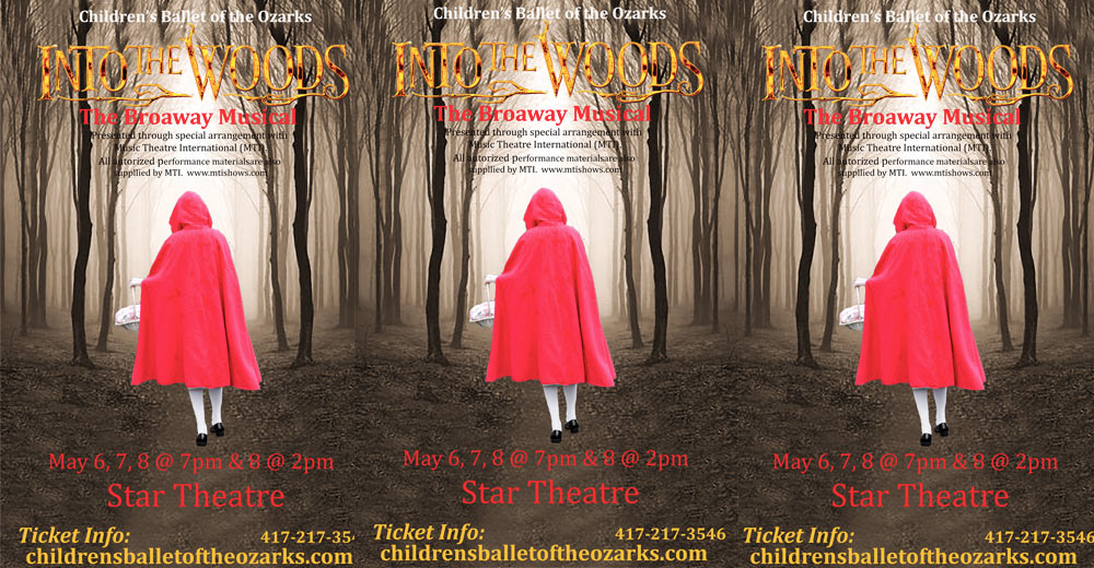 Banner of the Children's Ballet of the Ozarks "Into the Woods"