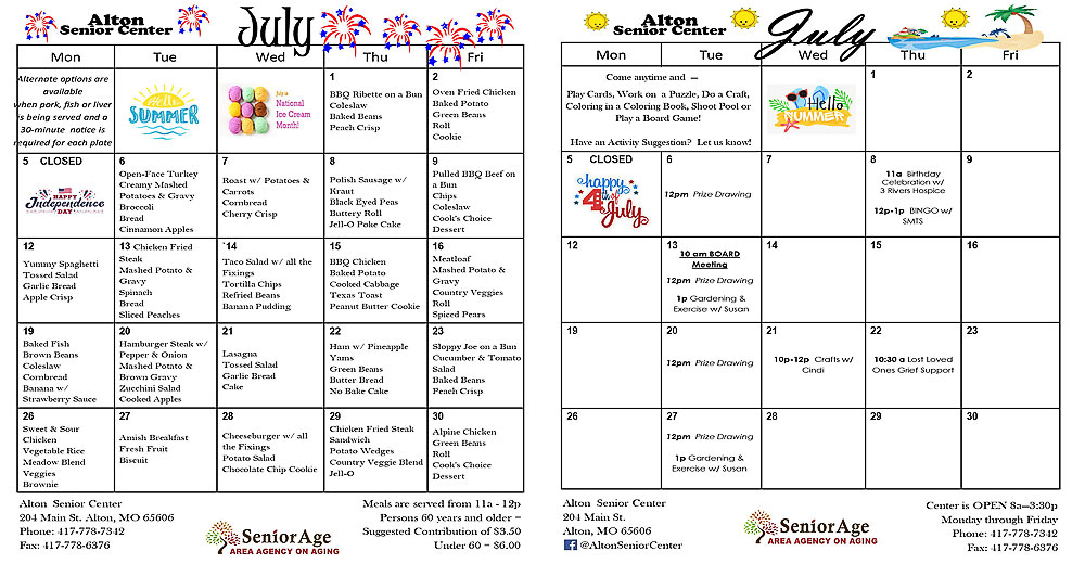 Thayer And Alton Senior Centers Open For Dining And Games Alton MO