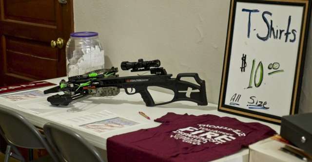 The crossbow is waiting to be raffled off at the 2021 Thomasville Christmas Bazaar.