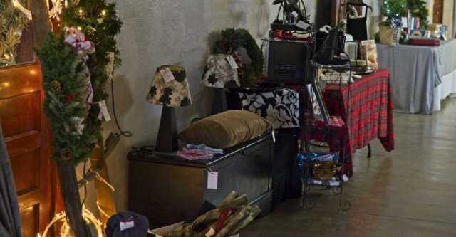 A pillow and lamps at the 2021 Thomasville Christmas Bazaar.