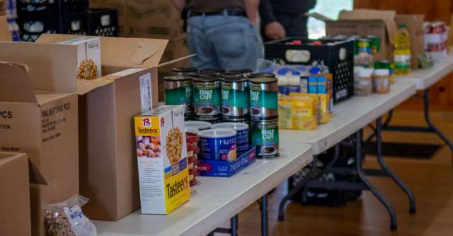 All the food items laid out on the table at the Alton Food Bank on December 1, 2021.