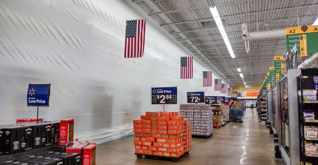The tarp covers a vast majority of Walmart in West Plains.