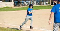ALTON, MO – APRIL 26: Alton Comets previous batter sprints toward first base during the high school baseball game between the Alton Comets and the Winona Wildcats on April 26, 2022, at the Alton High School baseball field in Alton, MO. (Photo by Curtis Thomas/AltonMo.com)