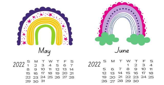 A May and June calendar side by side.