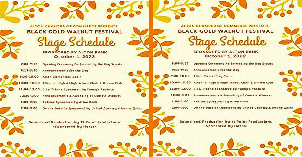 Black Gold Walnut Stage Schedule for 2022