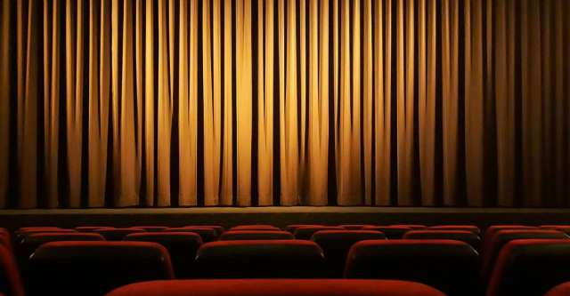 A stage with a curtain