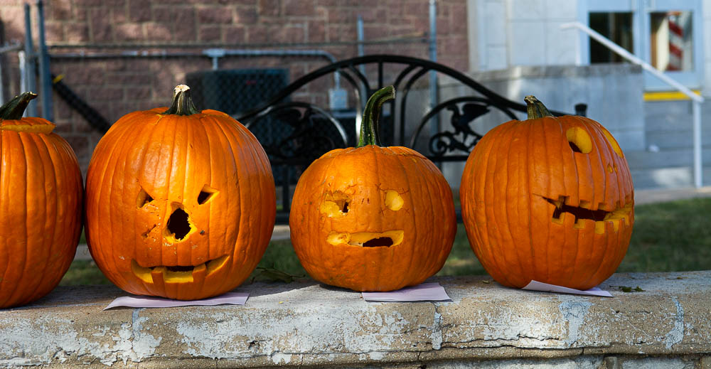 Differently carved pumpkins at the 2022 Walnut Festival.