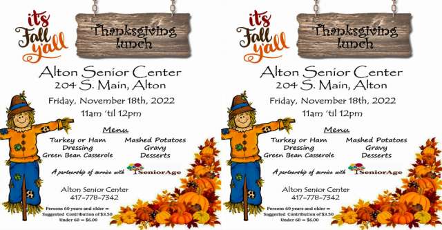 Alton Senior Center Thanksgiving lunch flyer