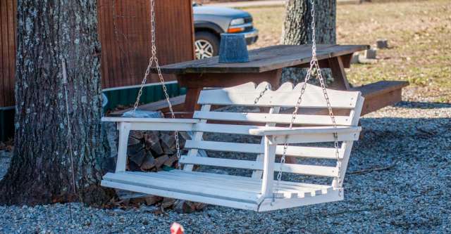 Porch Swing Outside Cabin 2 Porch Swing Outside Cabin 2