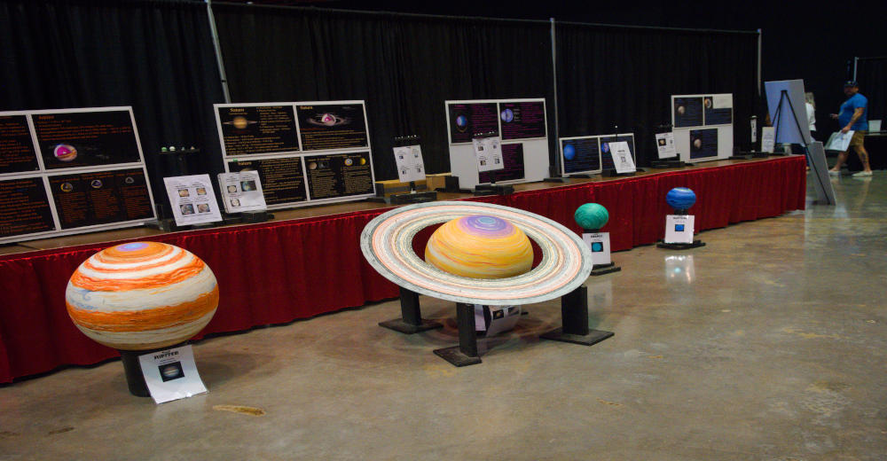 Multiple planets lined up at the Missouri Eclipse Expo on July 22, 2023, in Cape Girardeau, Missouri.