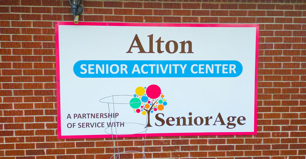 New Alton Senior Center building sign.