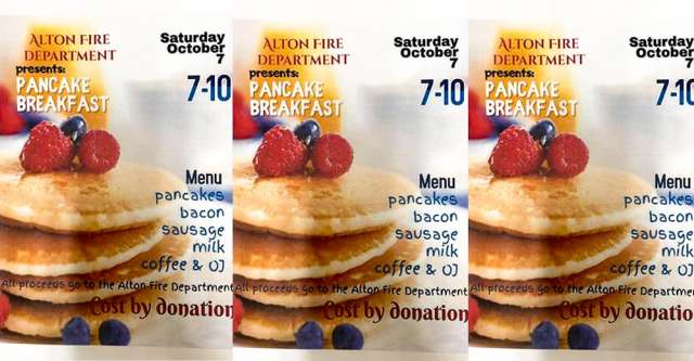 Alton Volunteer Fire Department pancake breakfast poster.