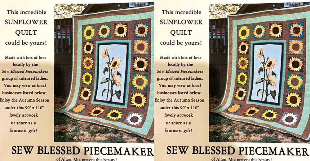 The Alton Sew Blessed Piecemakers "Sunflower" Quilt.