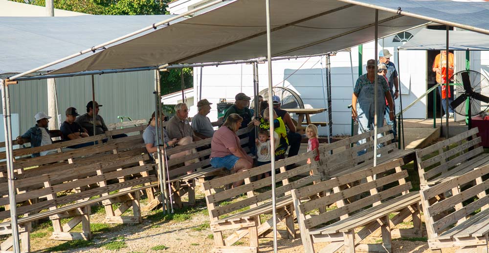 A group of people listening to the music at the Myrtle Yester-Daze event on September 30, 2023.