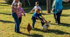 Kids participating in the chicken chase at the Koshkonong Heritage Days on October 21, 2023.