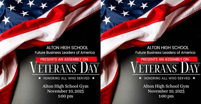 The Alton Missouri High School Veterans Day Assembly Banner