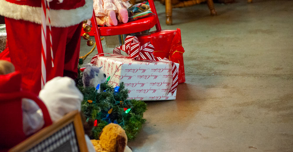 Christmas decorations lining the gym at the Thomasville Christmas Bazaar on November 10, 2023.