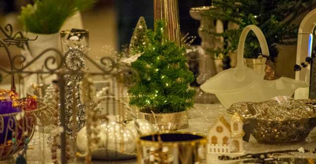 A Christmas tree sitting on a table at the Thomasville Christmas Bazaar on November 10, 2023.