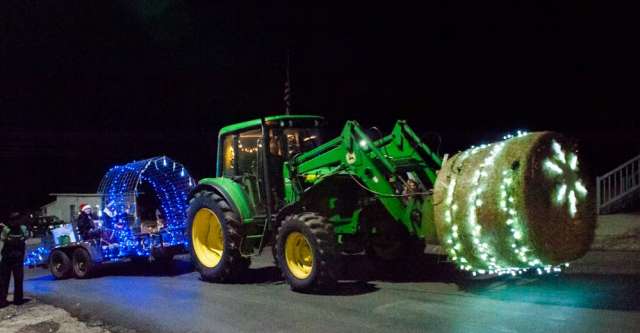 A tractor all decorated for the Alton Christmas parade on December 2, 2023.