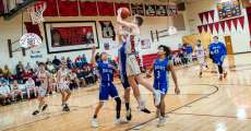 COUCH, MO – FEBRUARY 20: Couch Indian Jobe Sturgeon (25) goes up for the basket during the high school basketball game between the Couch Indians and the Koshkonong Blue Jays on February 20, 2024, at the Couch High School Gym in Couch, Missouri. (Photo by Amanda Thomas/AltonMo.com)