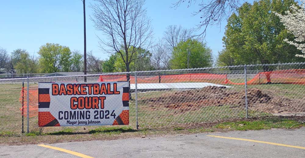 Koshkonong's new basketball court being made.
