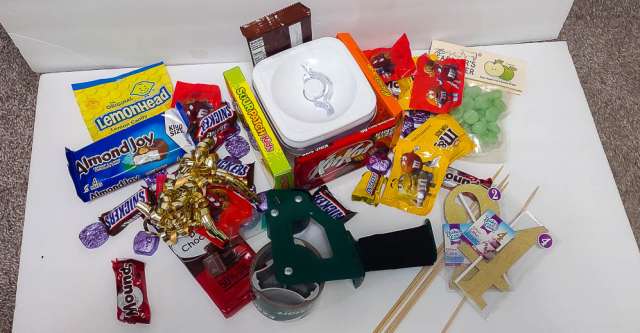 All the items I used making the candy basket.