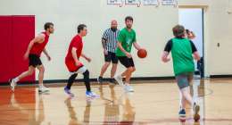 COUCH, MO - MARCH 29: A Thayer player looks to dribble down the court during the basketball game between the Thayer alumni and the Couch alumni on March 29, 2025 at the Couch High School Gym in Couch, Missouri. (Photo by Amanda Thomas/AltonMo.com)