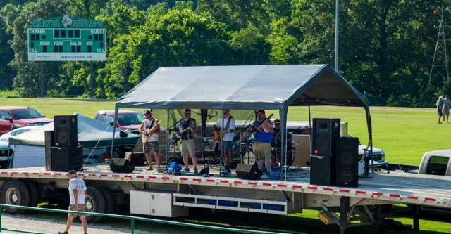 The band playing music throughout the evening at the Independence Day celebration.