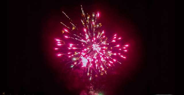 Fireworks light up the sky at Faith Tabernacle Rover's Independence Day celebration.